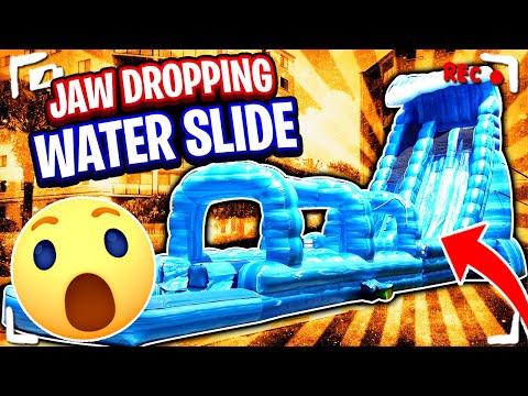 Jaw Dropping Water Slide! 27 feet tall Blue Crush Water Slide | Manufactured by Einflatables  @LaughnLeapAmusements