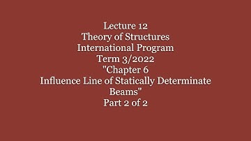 12 Theory of Structures Int Prog Chapter 6 Influence Line of Statically Determinate Beams Part 2 of