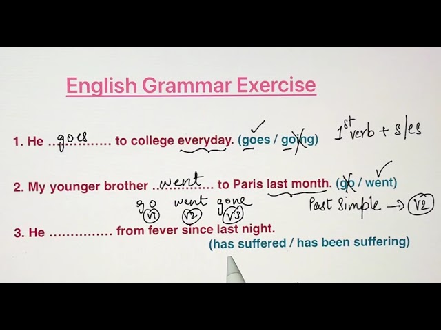 English Grammar Exercise class=