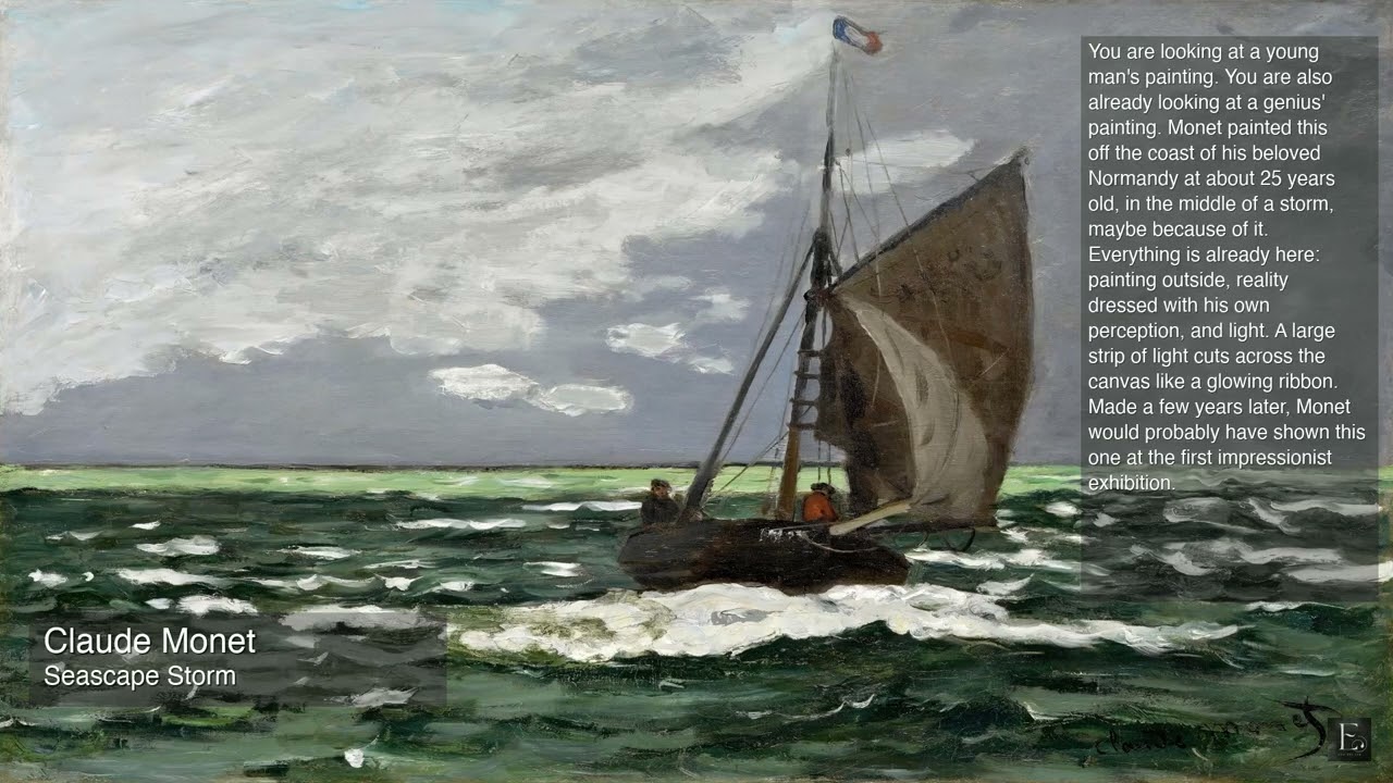 Claude Monet - Seascape Storm - 2 Hour Screensaver