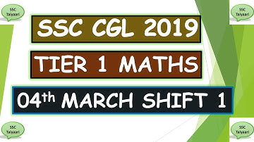 SSC CGL 2019 Pre maths solution (4th March) (Shift-1) || SSC CGL 2019 Pre Math Solution