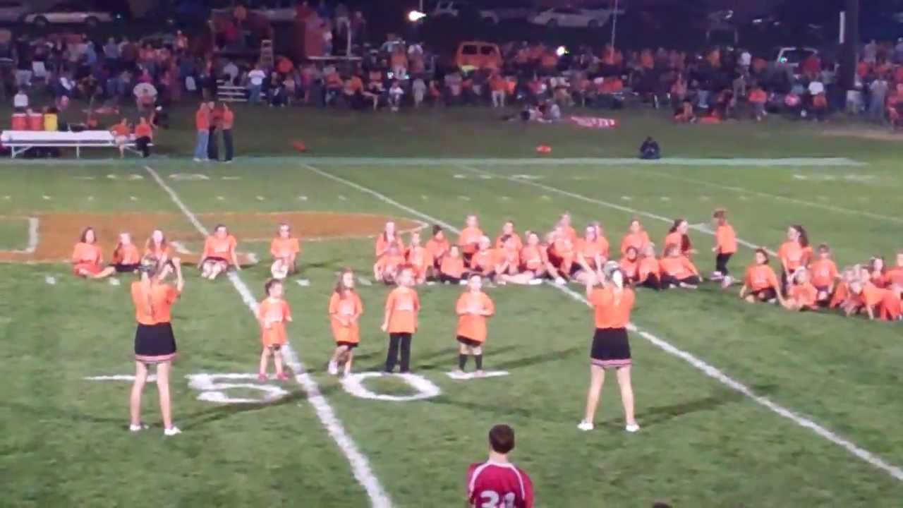 Palmyra (Mo.) High School Cheerleaders Perform With First Grade Clinic