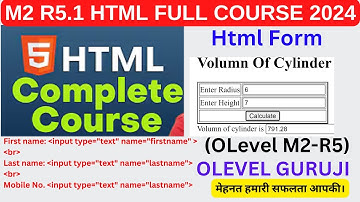 O Level Web Designing (M2-R5) | Html Form | HTML Full Course Online | How to create form in Html