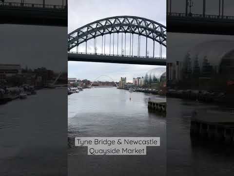 Tyne Bridge and Newcastle Quayside market from the swing bridge 5 February 2023