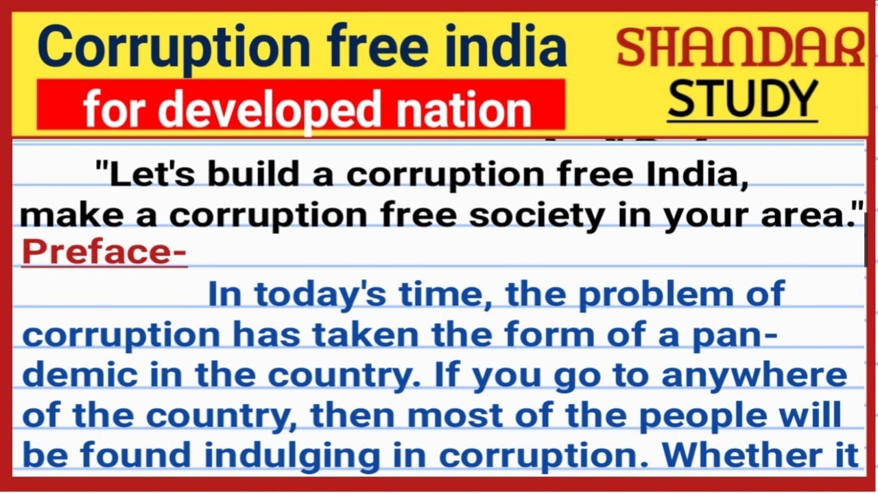 essay writing on corruption free india for a developed nation