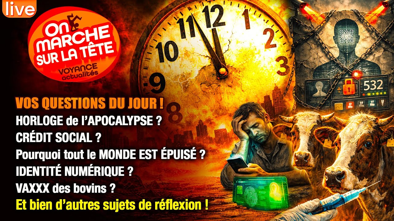 Horloge apocalyptique ? Crédit Social ? Quid de la fatigue ? Identité numérique ? Vaxxx des bovins ?