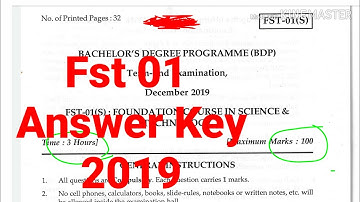 Fst 01 question paper December 2019 | Fst 01 Answer Key 2019