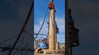 Brand New Muller MS-48 HFV crane suspended vibro installing 1820 mm diameter tubular piles in Cork Brand New Muller MS-48 HFV crane suspended vibro installing 1820 mm diameter tubular piles in Cork