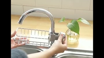 Sponge Holder for Kitchen Stainless Steel Faucet  Rack Adjustable Sink Caddy Organizer Soap Drainer