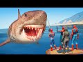 Team Spider Man Fishing Megalodon Shark | Biggest Shark in GTA 5