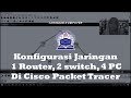 Konfigurasi Jaringan Antara 1 Router, 2 Switch, dan 4 PC di Cisco Packet Tracer | Jaringan Komputer