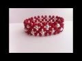 brazalete rojo cristal con perla