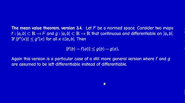M3302 - Diff. Calculus in Banach spaces - S3.6 - More general versions of the mean value theorem