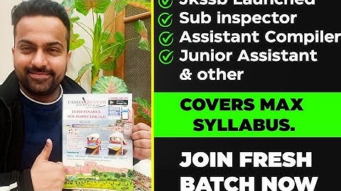 JKSSB SUB INSPECTOR| ACCOUNT ASSISTANT FRESH BATCH WITH STUDY NOTES JOIN FROM 25 JAN CALL 9419145317