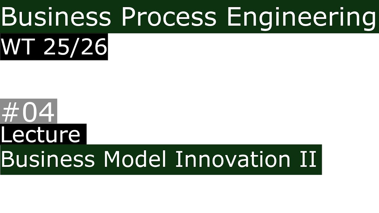 WT25/26 Business Process Engineering Lecture 04 Business Model ...