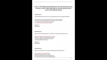 WGU C799 WEB DEVELOPMENT FOUNDATIONS FINAL EXAM LATEST 2023 2024 REAL EXAM QUESTIONS AND ANSWERSAGRA