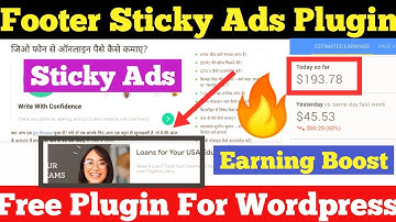 Use Free Plugin for sticky Footer Ads in WordPress 2021 | Sticky Ads WordPress Plugin