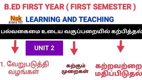 B.ED FIRST YEAR | FIRST SEMESTER | LEARNING AND TEACHING | கற்றலும் கற்பித்தலும்