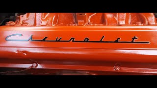 paint valve covers without removing them with raised scripting  sbc 283