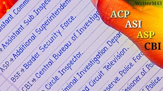 Daily used important full forms | Most important full forms | ASP CBI ACP ASI DCP BSF ka full forms
