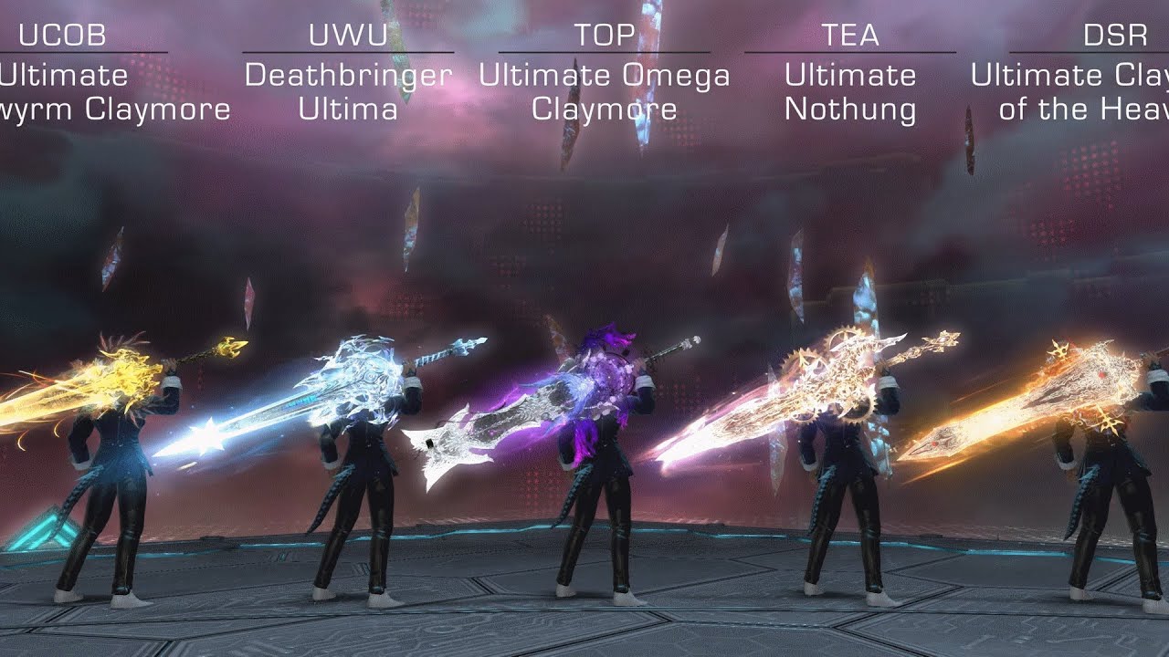 FFXIV All 5 Ultimate Weapons Showcase (UCOB UWU TEA DSR TOP side by ...