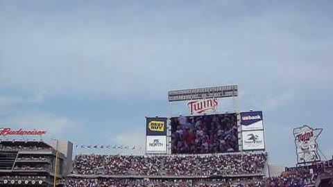 Target Field: Minnesota Twins First Ever Game!  National Anthem F-16 Fly-over