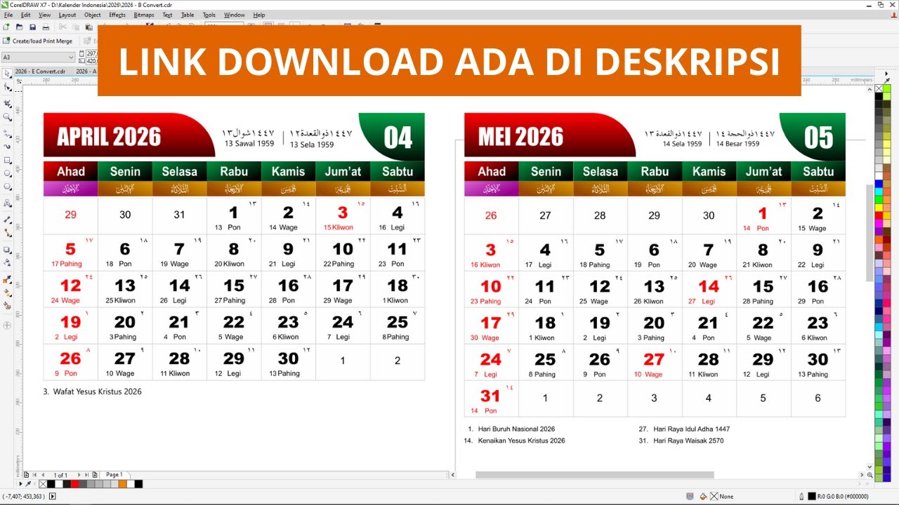 Download Template Kalender 2026 CDR YouTube