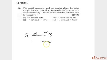 Two equal masses `m_1` and `m_2` moving along the same straight line with velocites `+3 m//s`
