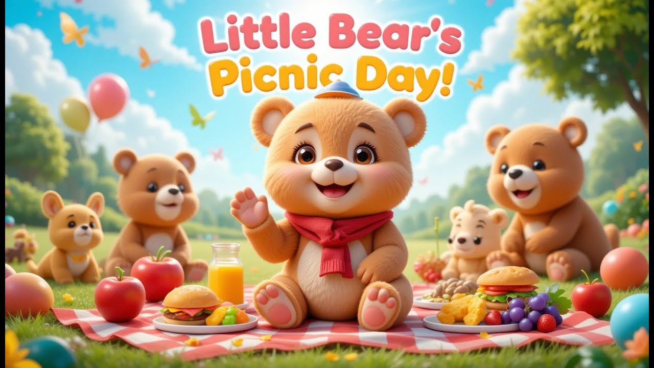Little Bear goes to Picnic and Enjoy with his Friends 😍|Kids rhyme song ...
