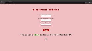 Blood Donor Prediction- Flask web application | Machine Learning | Data Science | Data Analysis