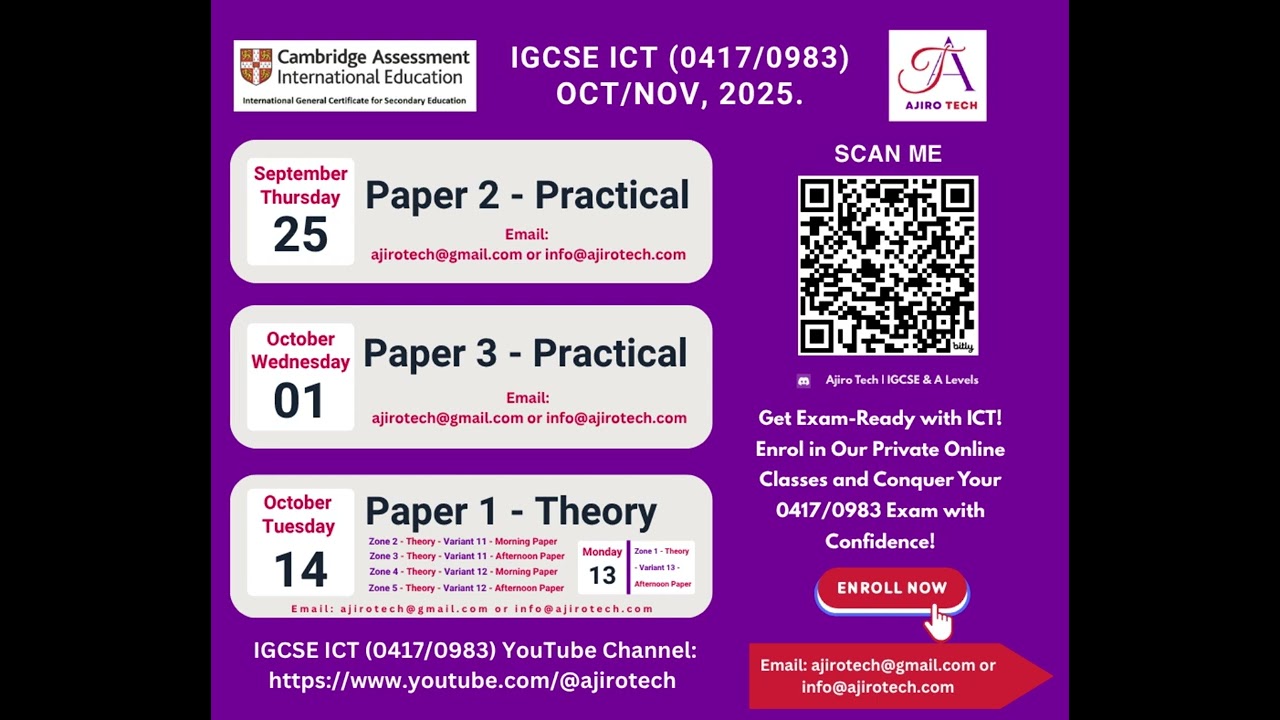 Enrol into our Online Private Tuition Classes for IGCSE ICT (0417/0983) 