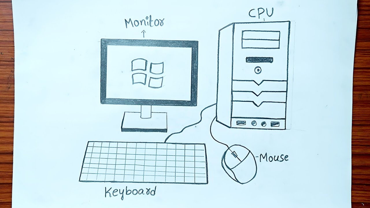 Computer drawing || How to draw a computer || Computer drawing so easy ...