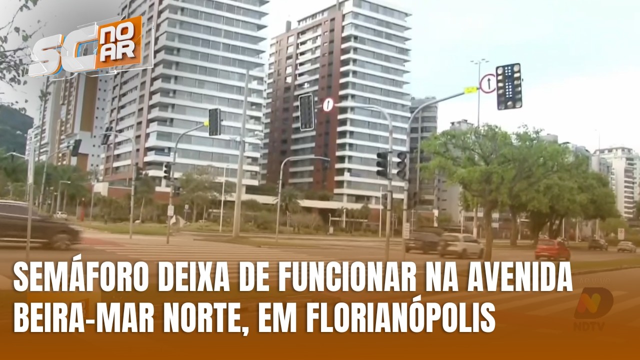 Semáforo deixa de funcionar na Avenida Beira-Mar Norte, em Florianópolis
