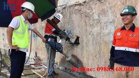 Khoan rút lõi bê tông tường vây - Công ty TNHH kỹ thuật Xây dựng Hatacon.