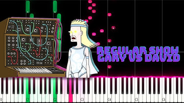 Regular Show Gary vs David (The synth wars) PIANO TUTORIAL (SHEET + MIDI)#regularshow #piano