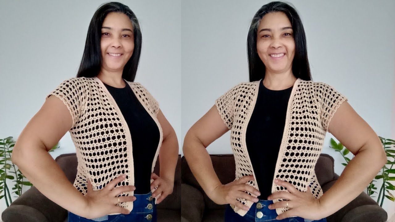 COLETE de CROCHÊ ponto FILÉ passo a passo por 