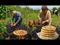 Village Life in Azerbaijan | Sweet Grandma and Grandpa Plant Saffron in the Garden