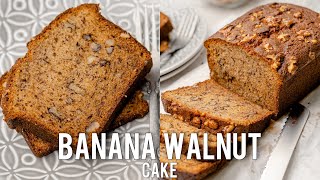 Easy Banana bread recipe | Banana walnut cake | Moist & delicious banana cake recipe