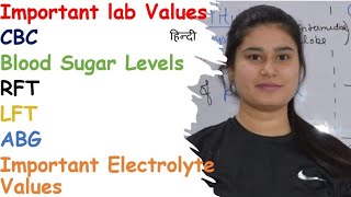 Important lab Values | CBC | LFT | RFT | T3 | T4 | TSH | Blood Sugar levels | Coagulation studies
