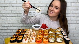 МУКБАНГ РОЛЛЫ ЗАПЕЧЕННЫЕ с курицей ЦЕЗАРЬ КАЛИФОРНИЯ MUKBANG ROLLS ответы на вопросы любимый василёк