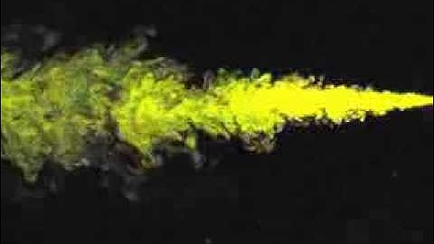 Horizontal Turbulent jet, high Re number, LIF actual experiment by Philip Roberts and Ozeair Abessi