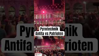 Pyrotechnikbewurf Antifa vs Patrioten in Belgien