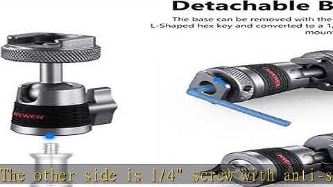 NEEWER Mini Ball Head with Removable Cold Shoe Mount and 1/4" Screw, Detachable Cold Shoe Base, 2 W