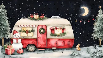 Festive Christmas Camper Wonderland Screensaver,  Snowy Nights in the RV Tv Art