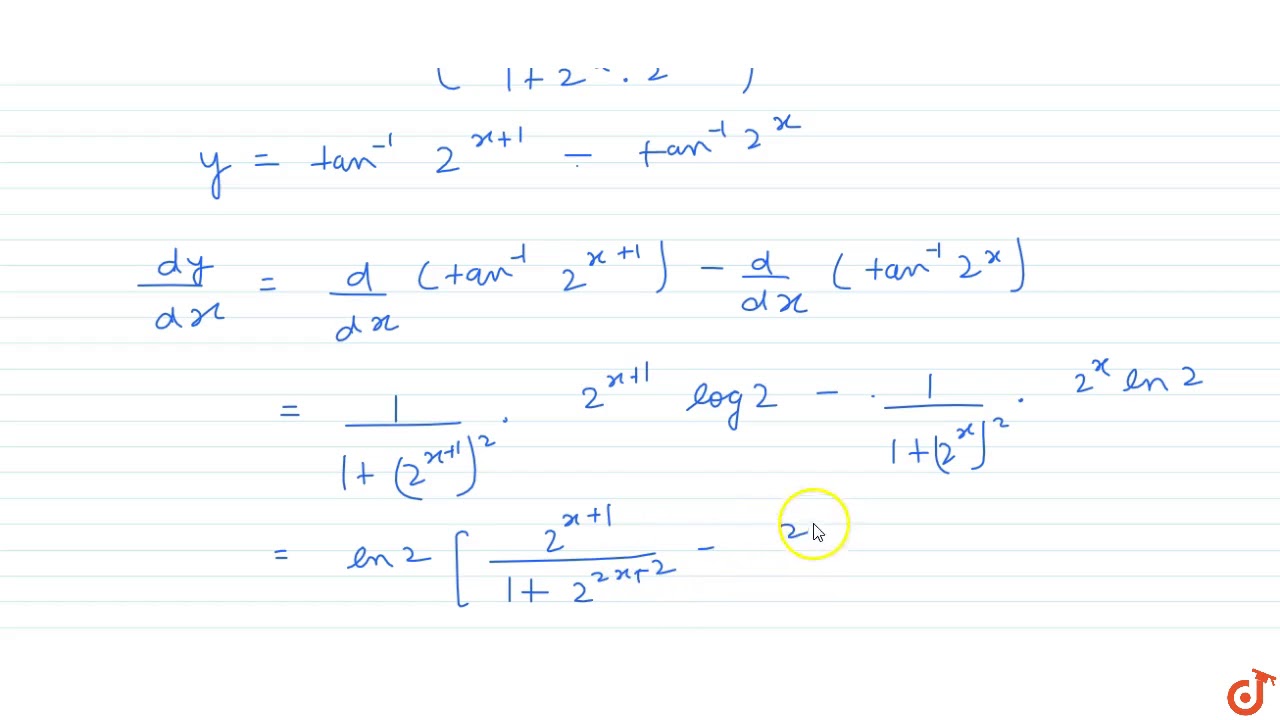 If Y Tan 1 2 X 1 2 2x 1 T H E N Dy Dx A Tx 0 Is 1 B 2 C 1n 2 D None Of T Youtube