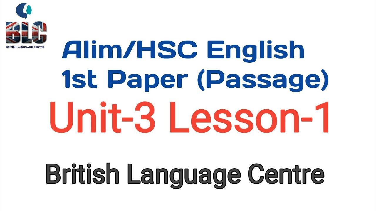 English First Paper HSC Passage Unit3 Lesson1 YouTube