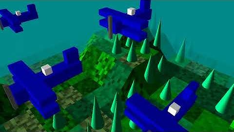 Nested Groups of mesh objects biplane style - threejs examples