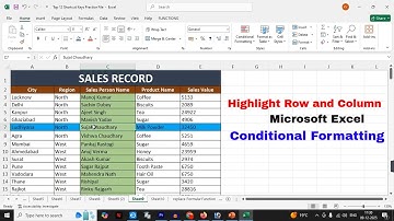 Highlight Row and Column in Microsoft Excel | Excel | Microsoft Excel Conditional Formatting
