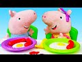 Ocuklar iin peppa pig trke peppa ve george anne ve babalar iin srpriz kahvalt yapyorlar