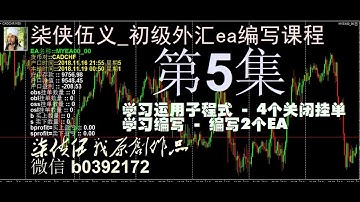 外汇_MT4EA_柒侠伍义_初级ea编写速成班课程_2019 第5集 编写运用子程式 关闭BUYSTOP买上